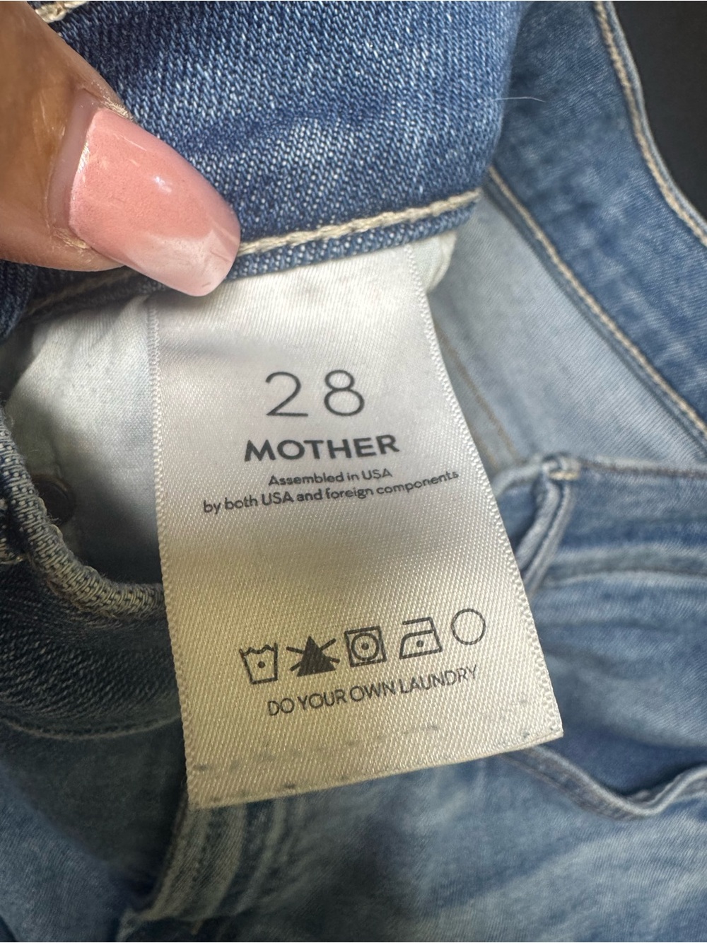MOTHER Light Blue Straight Leg Jeans with Frayed Hem - Picture 5 of 6